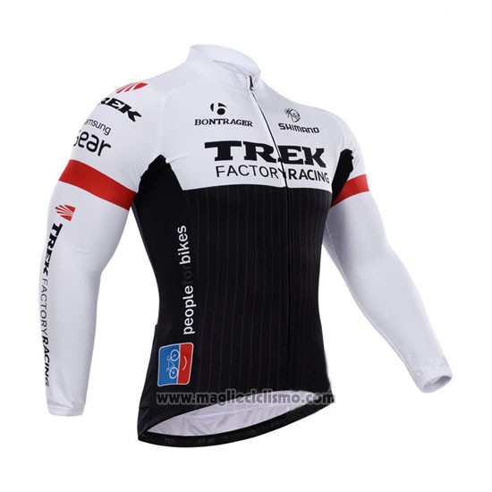 2015 Abbigliamento Ciclismo Trek Factory Racing Factory Racing Bianco e Nero Manica Lunga e Salopette